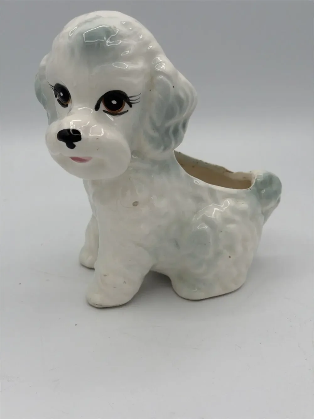 POODLE Dog Planter Vase Inarco Japan 7” MCM Vintage Puppy 50s 60s kitsch ceramic